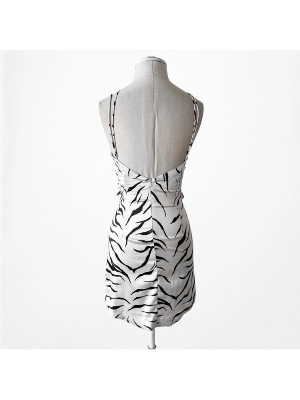 Zara Black & White Zebra Print Spaghetti Strap Mini Dress - Picture 4 of 14